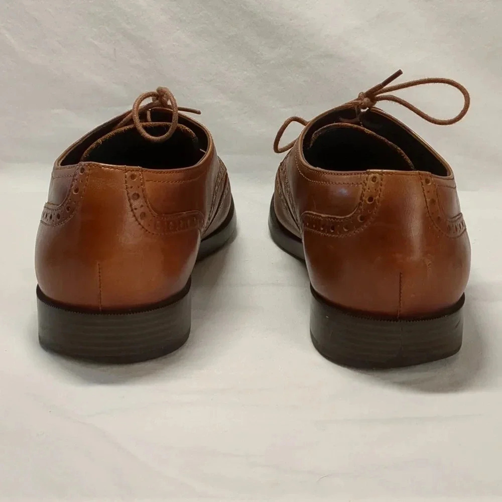 Cole Haan mens grand os wingtip oxford British tan C23795 , size 10M - Picture 6 of 10